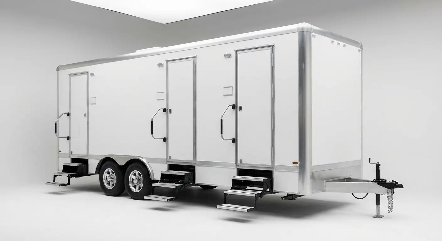 Climate controlled restroom trailer interior features in Albuquerque, NM